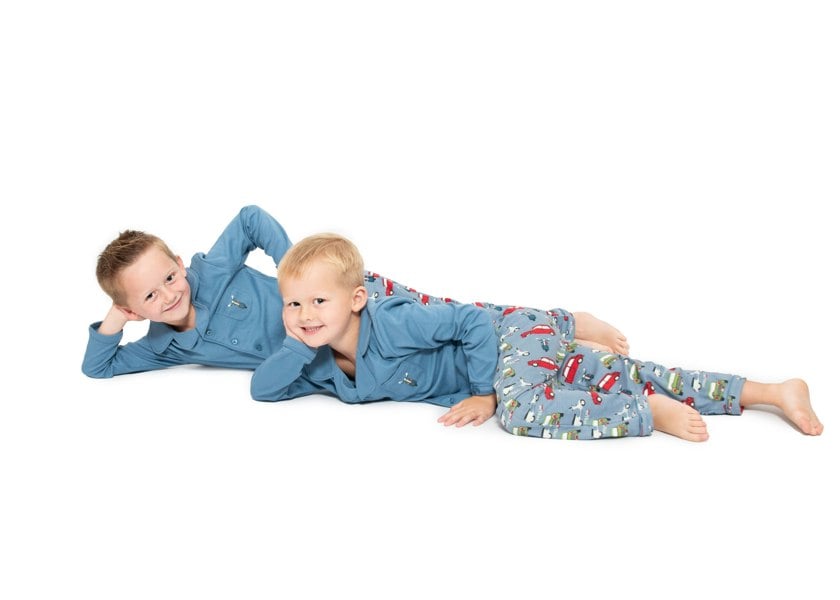 Luca and Rosa Boys button up pyjamas - car print