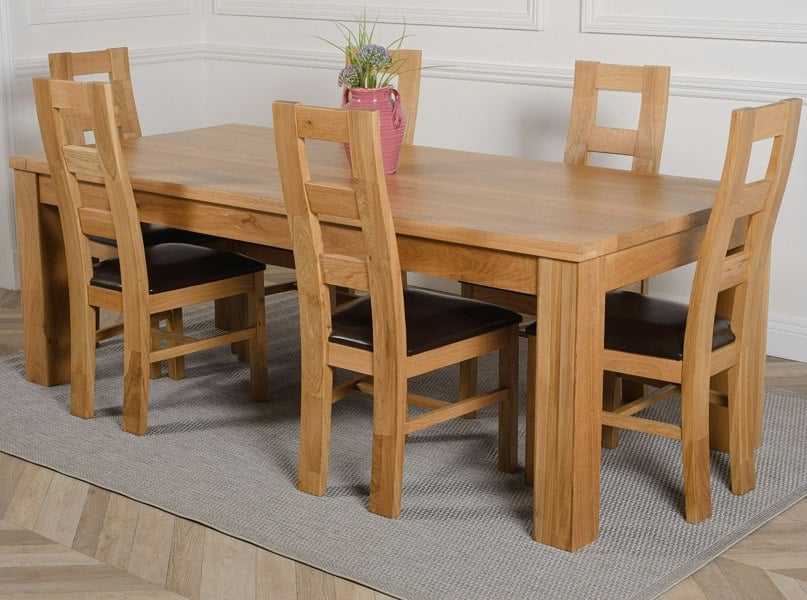 That's Furniture Dakota Extra Large Oak Dining Table with Yale Oak Chairs