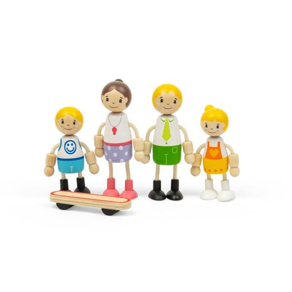 Tidlo White Family Dolls | 5 Pcs Small Wooden Doll Set