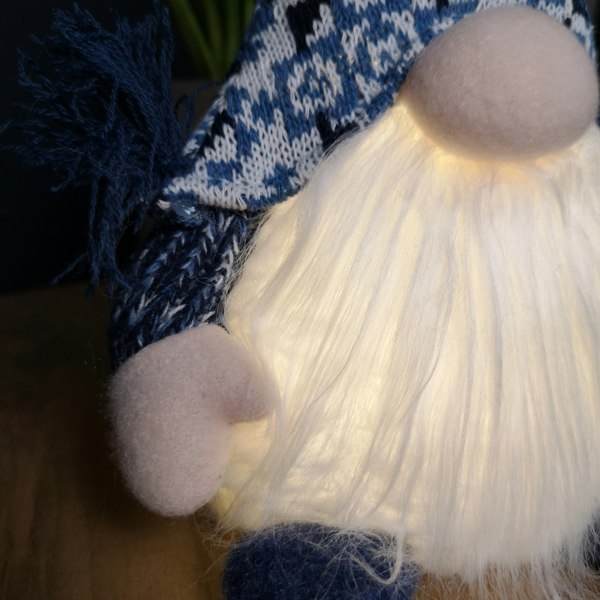 Samuel Alexander 35cm Battery Operated Light up Sitting Christmas Gonk in Light Blue