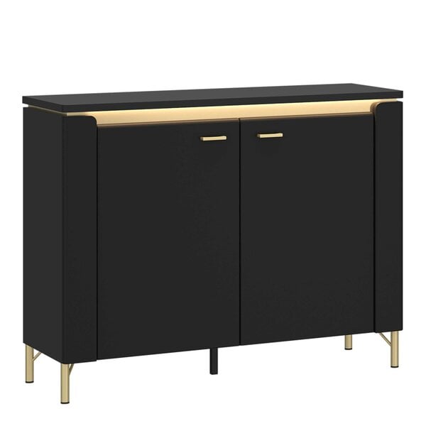 Wyld Haus Marslet Black and Gold Sideboard 2 Door with LED Lights