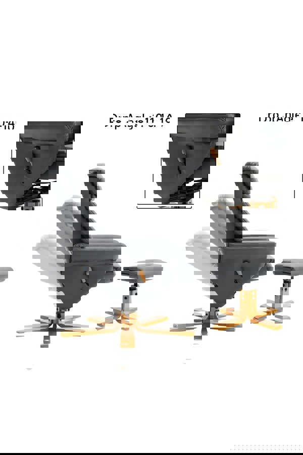 Living and Home Grey Swivel Faux Leather Lounge Recliner with Ottoman