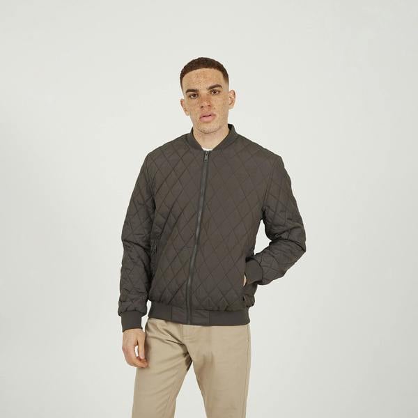 Brave Soul Brown Diamond Quilted Bomber Jacket - Brown Image 1