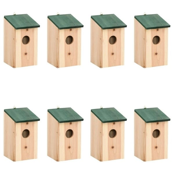 Berkfield Bird Houses 8 pcs Wood 12x12x22 cm