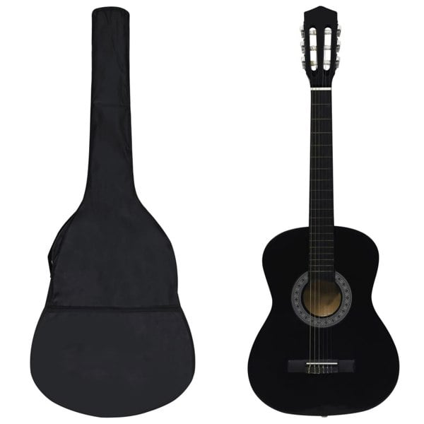 Berkfield 8 Piece Classical Guitar Beginner Set Black 3/4 36"
