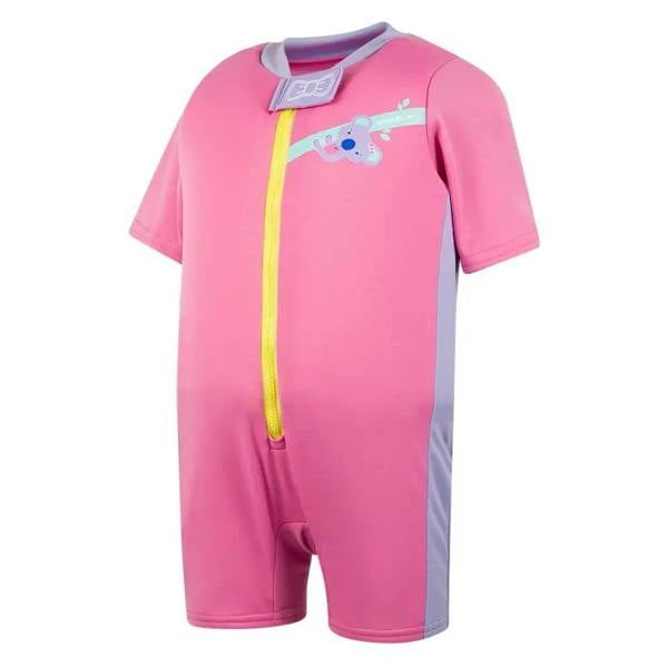 Speedo Koala printed float suit in pink purple with shark design