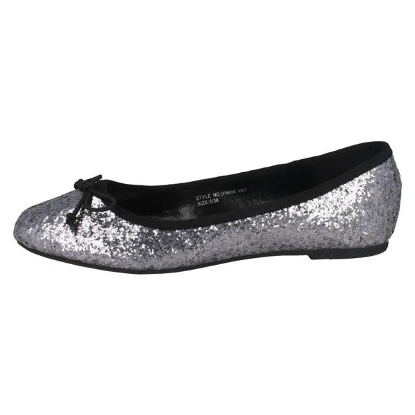 Ladies Star Flat Glitter Ballerina Shoe F8894