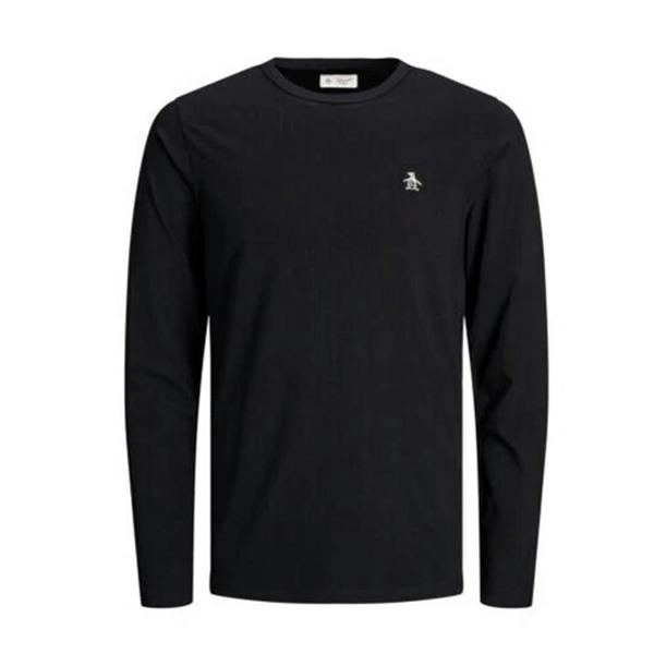 Original Penguin Mens Cotton Long-Sleeved T-Shirt - True Black - 