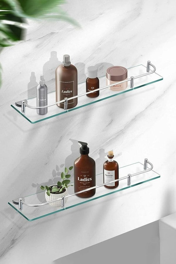 Living and Home 50cm Shelf Tempered Glass 6MM Thick Storage Organizer Wall Mounted Bathroom