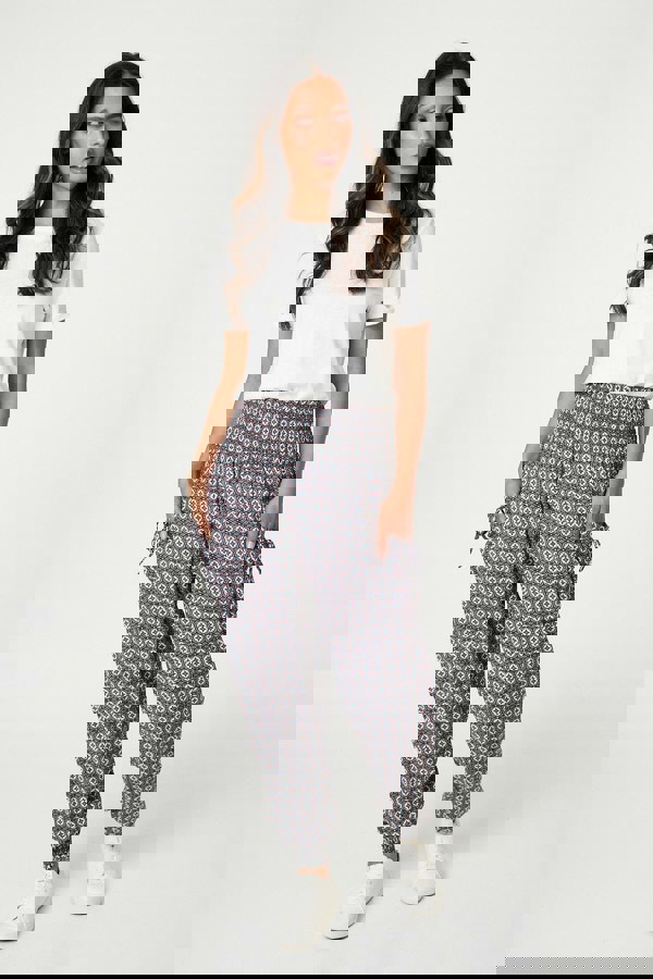 Green | Geo Print Pull On Harem Pants