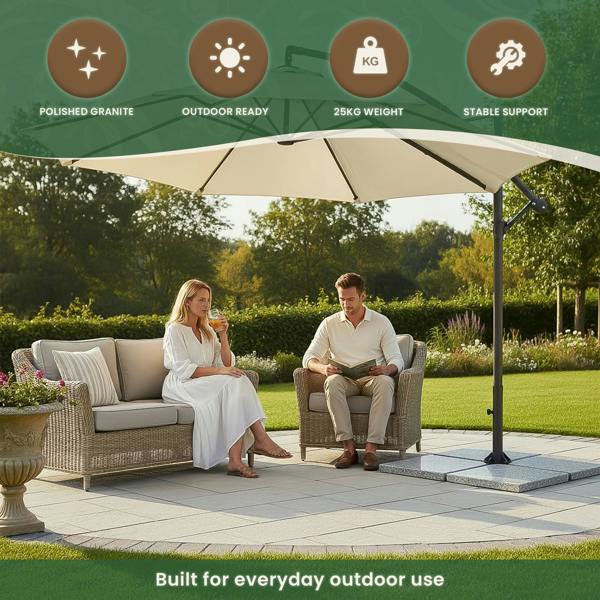 The Garden Marketplace Granite Cantilever Parasol Base Weight Plate 47 x 47cm (25kg)
