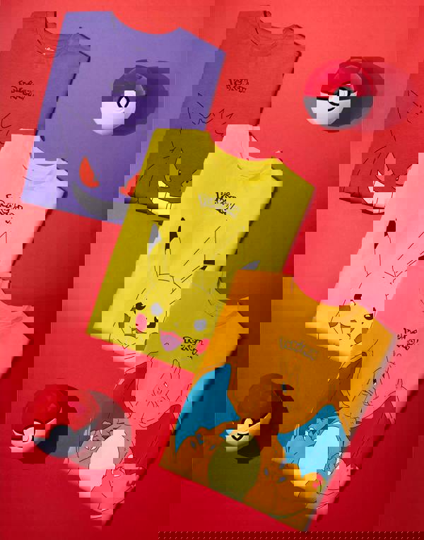 Pokemon Boys Multicoloured Pikachu, Charazard & Gengar Multi-Pack of 3 Short-Sleeved T-Shirts