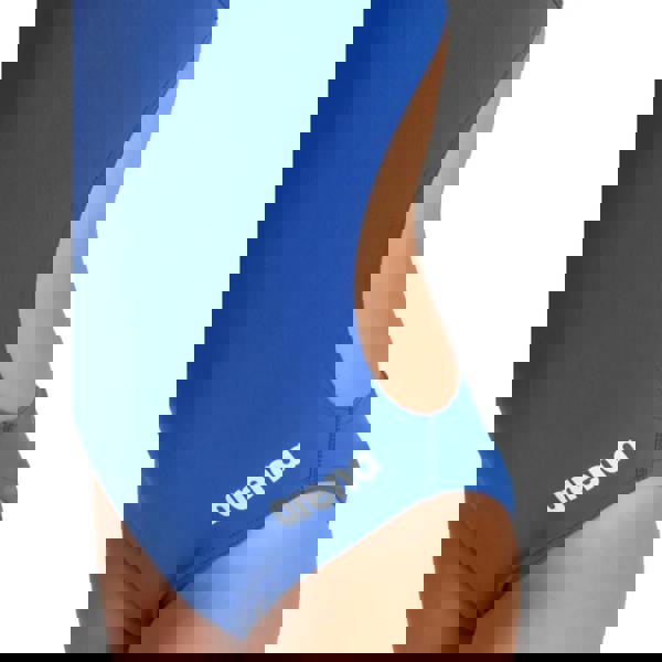 Arena Girls Team Challenge Solid Swimsuit in royal blue with white cutout and logo