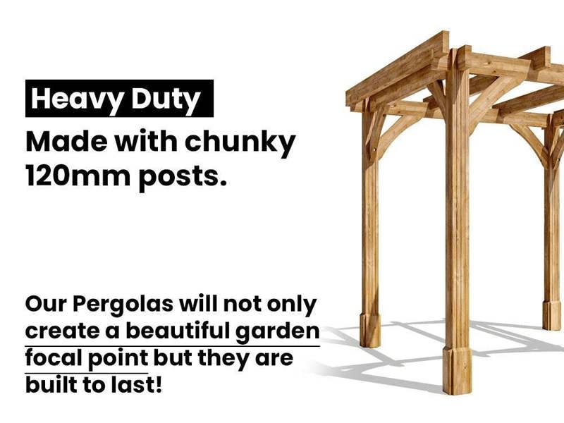Dunster House Wooden Pergola Garden Plant Frame Furniture Kit Leviathan 3m x 3m