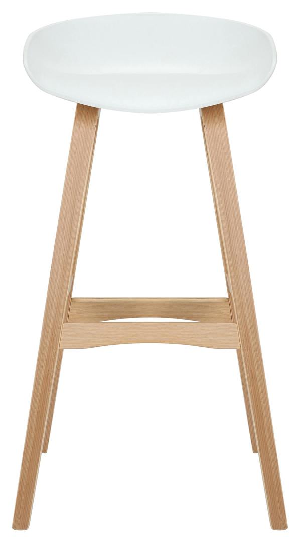 Lamboro Equator Fixed Bar Stool with Wooden Legs & Footrest, White