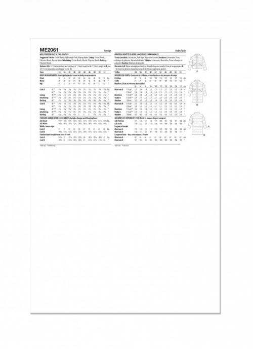 Know Me Sewing Pattern 2061, Coats for Men, AA (34-36-38-40-42) - Intermediate