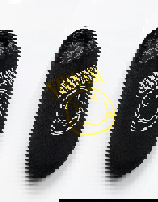 Nirvana Unisex Kids Black Logo Mule Slippers