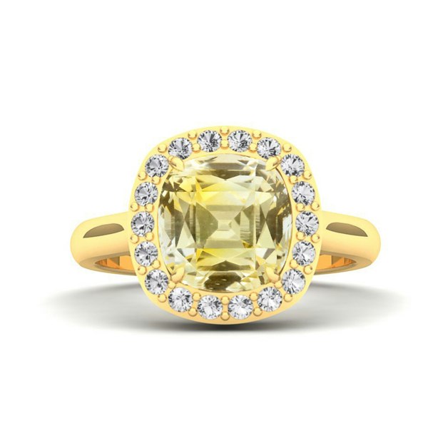 Gemdaia 4 Carat Yellow Sapphire & Diamond Halo Ring 