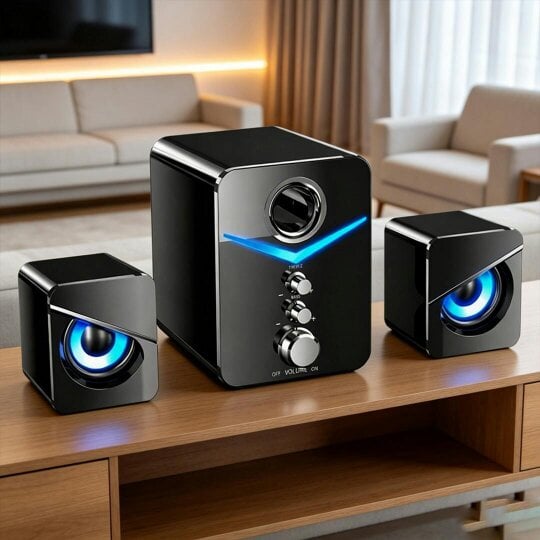 Havendro Computer Speakers Surround Sound System LED PC Gaming Bass USB Wired for Desktop