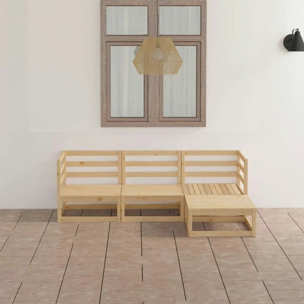 Berkfield 4 Piece Garden Lounge Set Solid Wood Pine
