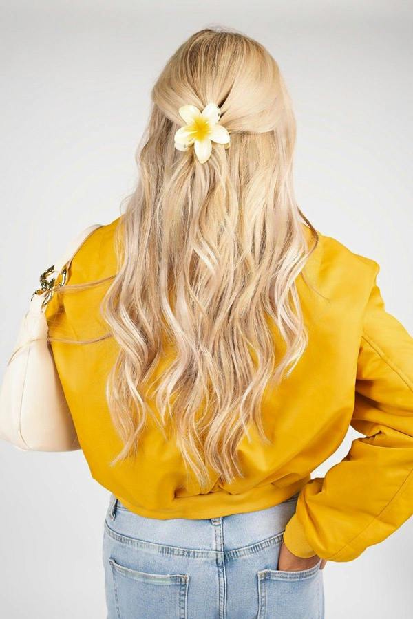 Jameela Flower Shaped Hair Claw Clip - Yellow
