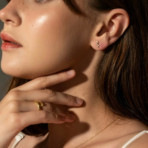 Spero London Fine Cluster Diamond Earrings in 14ct Solid Gold