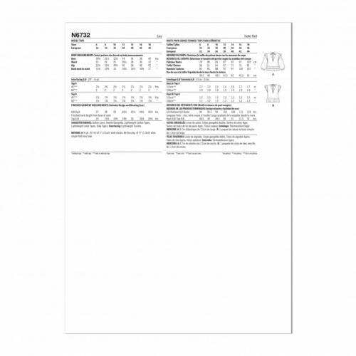 New Look Sewing Pattern 6732, Tops for Women, 6-8-10-12-14-16-18 - Easy