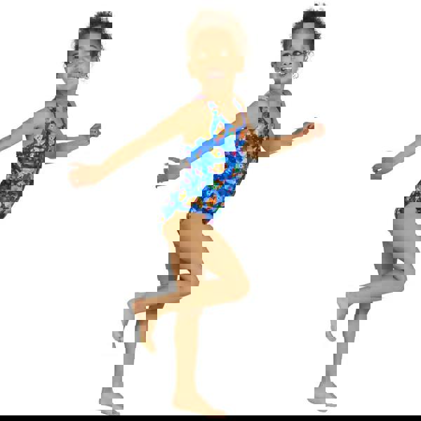 Zoggs Tots Girls Java Fish Actionback Swimsuit - Blue/Pink