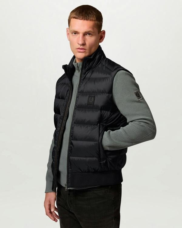 Belstaff Mens Compound Gilet - Black | CHO | Designer Mens Padded Gilets