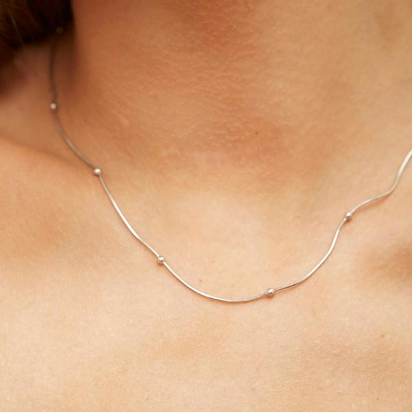 Spero London Beaded Satellite Sterling Silver Chain Necklace Layering Set