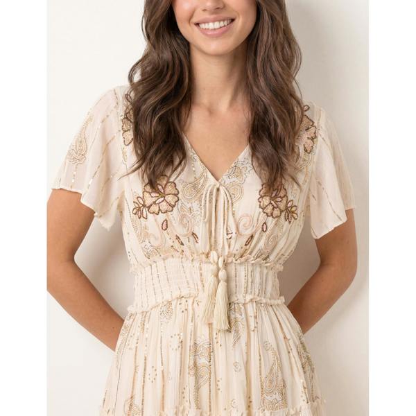 Blue Vanilla Embellished Tiered Mini Dress