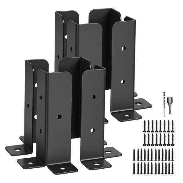 Traderight 8PCS Fence Post Base Brackets with Screws Metal Rustproof Support Kit