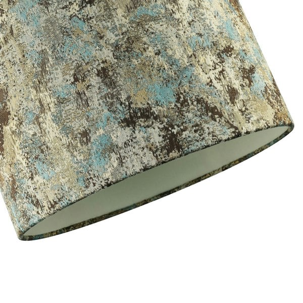 Graphic Designer Round Drum Lamp Shade in Teal Cream and Taupe Colours Image 3