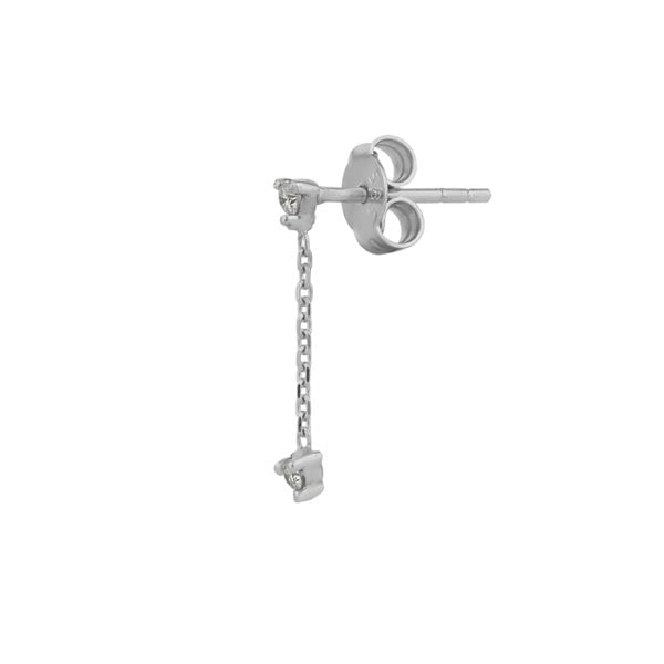 Spero London Fine Double Diamond Drop Single Earring 14ct Solid Gold