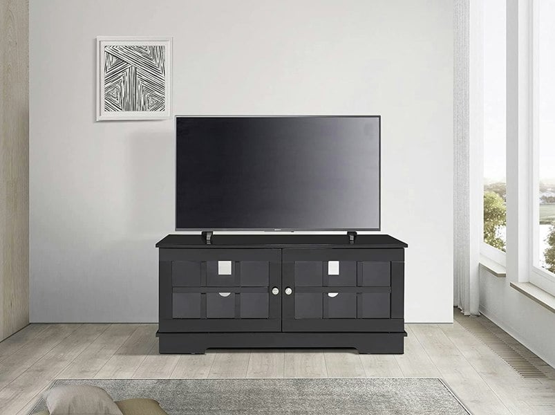 MDA Designs Hamilton Black Freestanding Traditional TV Cabinet with Storage Elegant Classic Design for Flat Screen TVs up to 55"