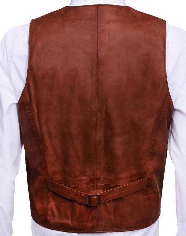 Infinity Leather Mens Leather Waistcoat Formal Traditional Gilet Vest