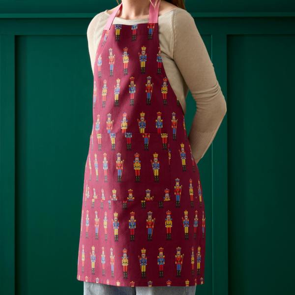 Catherine Lansfield Christmas Nutcracker Cotton Kitchen Adult Apron Plum