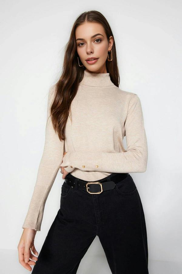 WOVCOR Mercerized Look Basic Knit Sweater