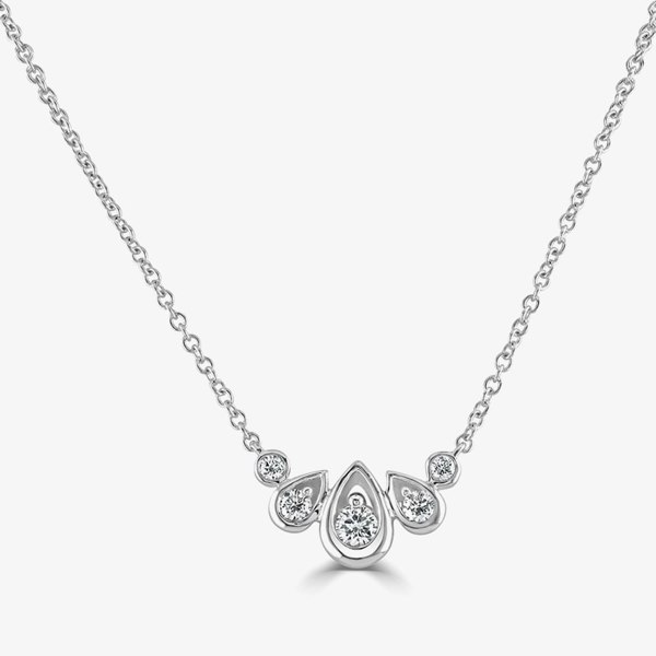 T. H. Baker 18ct White Gold 0.27ct Diamond Graduated Teardrop Necklace LG224/NA