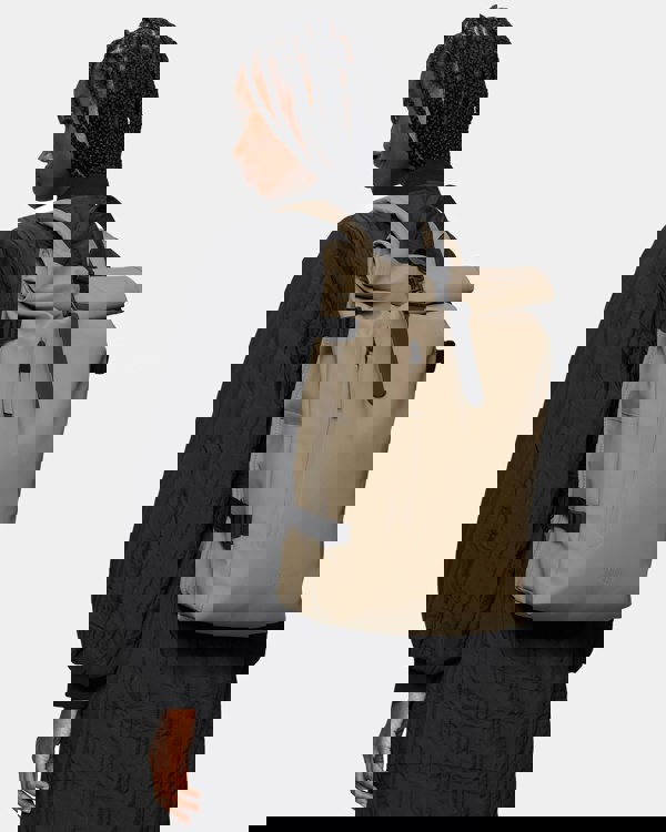 Rains Rolltop Rucksack Large - Beige 133 - CHO - Designer Unisex Bags