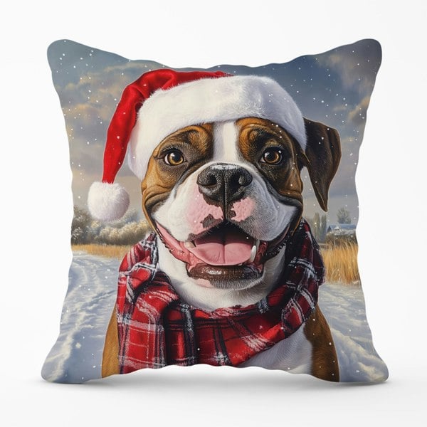 Warren Reed Snowy Christmas Boxer Dog Cushion