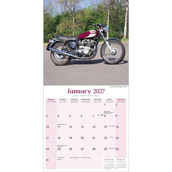 Classic British Bikes Calendar 2027, Wall Calendars, Month To View, Transport, Gift