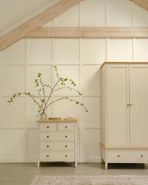 Statement Furniture Pembroke Wooden 2 over 3 Chest of Drawers with Oak Top, Assembled Bedroom Storage