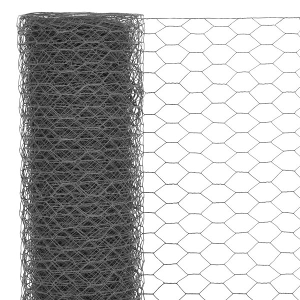 Berkfield Chicken Wire Fence Steel with PVC Coating 25x1.2 m Grey
