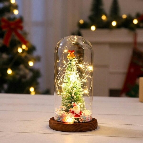 Garden Greatness Miniature LED Glass Dome Christmas Tree