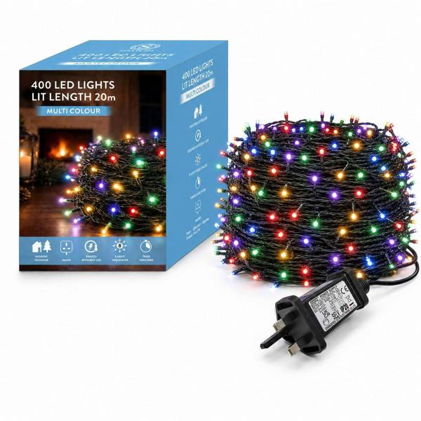 Multicolour Fairy String Lights with 8 Modes, Mains Power, Memory and Auto Timer, Green Cable, 300 to 1000 LED Options image 1