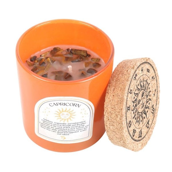 Something Different Capricorn Sandalwood & Jasmine Tigers Eye Scented Candle - Orange/Brown