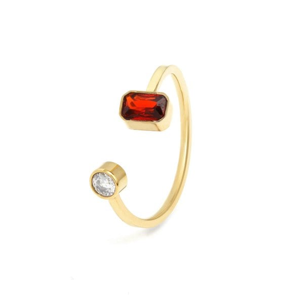 Say It With July Ruby Birthstone Ring - Yellow Gold Plated