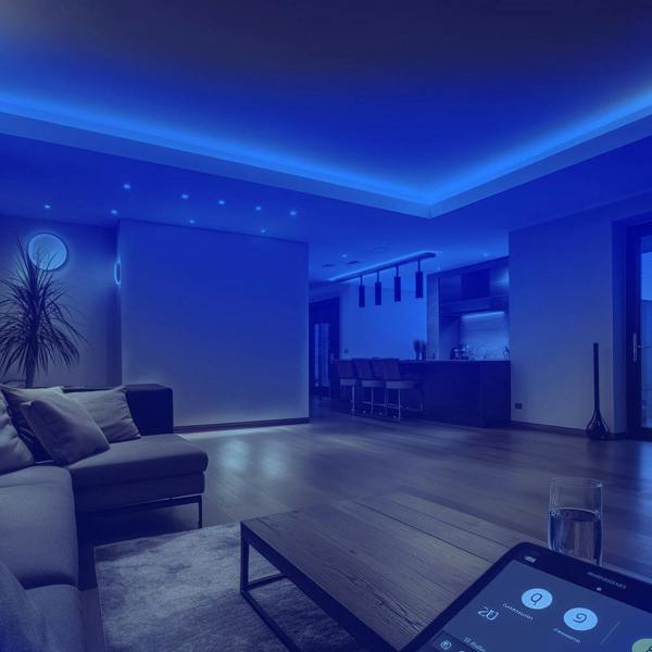 ENER-J 5m LED COB Strip 480L/M 24V, Blue with RF Dimmer and 12W/M Plug & Play Power Supply