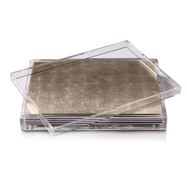 Servebox Clear Silver Leaf Chic Matte Champagne - Posh Trading Company  - Interior furnishings london